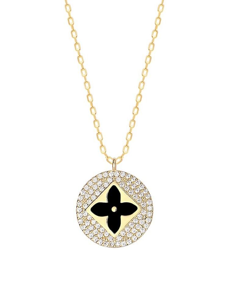 Gabi Rielle Women's 14K Goldplated Sterling Silver & Crystal Clover Pendant Necklace Cover