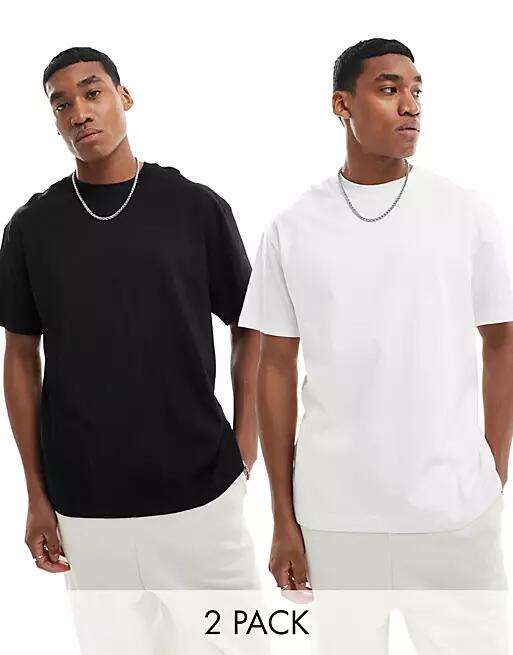 Weekday oversized 2-pack t-shirt in black and white Cover