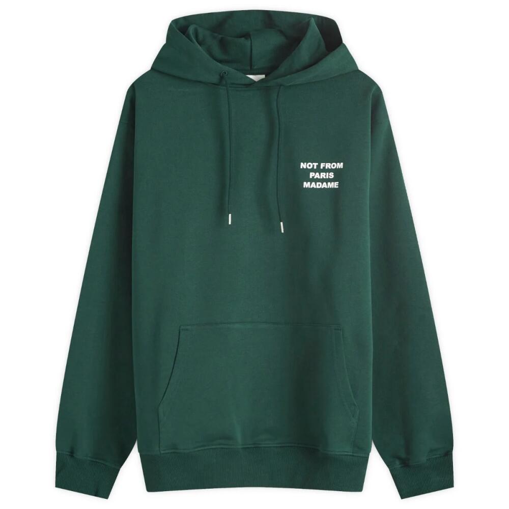 Drôle de Monsieur Men's Not Form Paris Madame Slogan Hoodie in Dark Green Cover