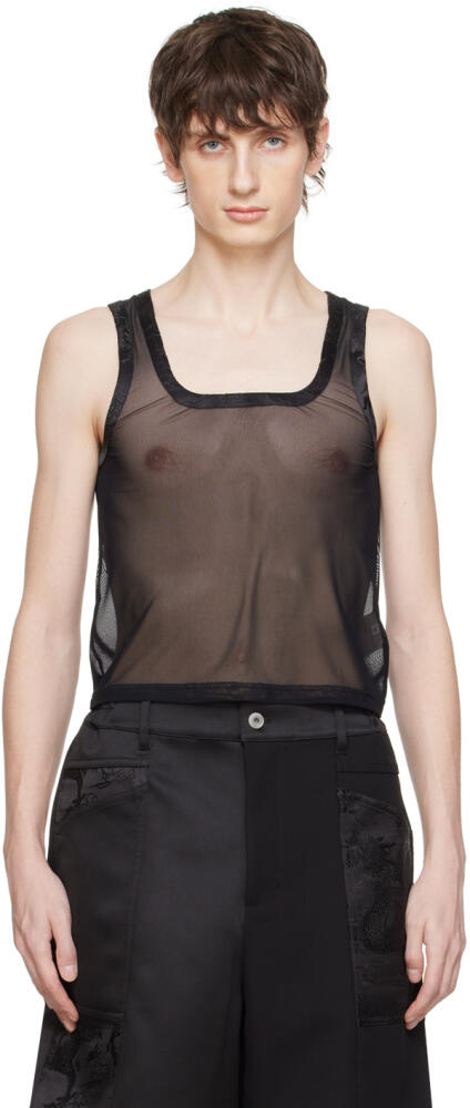 Feng Chen Wang Black Jacquard Tank Top Cover