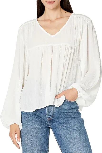 Sanctuary Wide Sleeve Blouse (White) Women's Clothing Cover