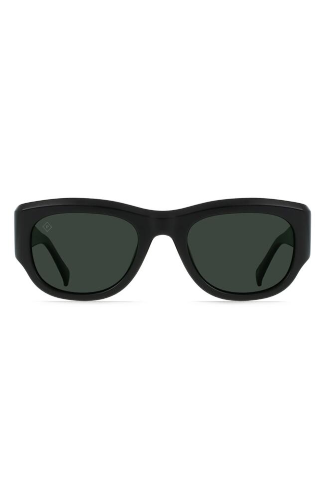 RAEN Lonso Round Polarized Square Sunglasses in Recycled Black/Green Polar Cover