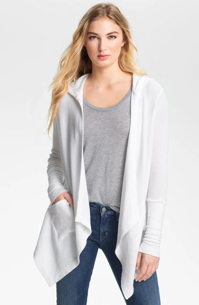 Splendid Draped Thermal Hoodie in White Cover