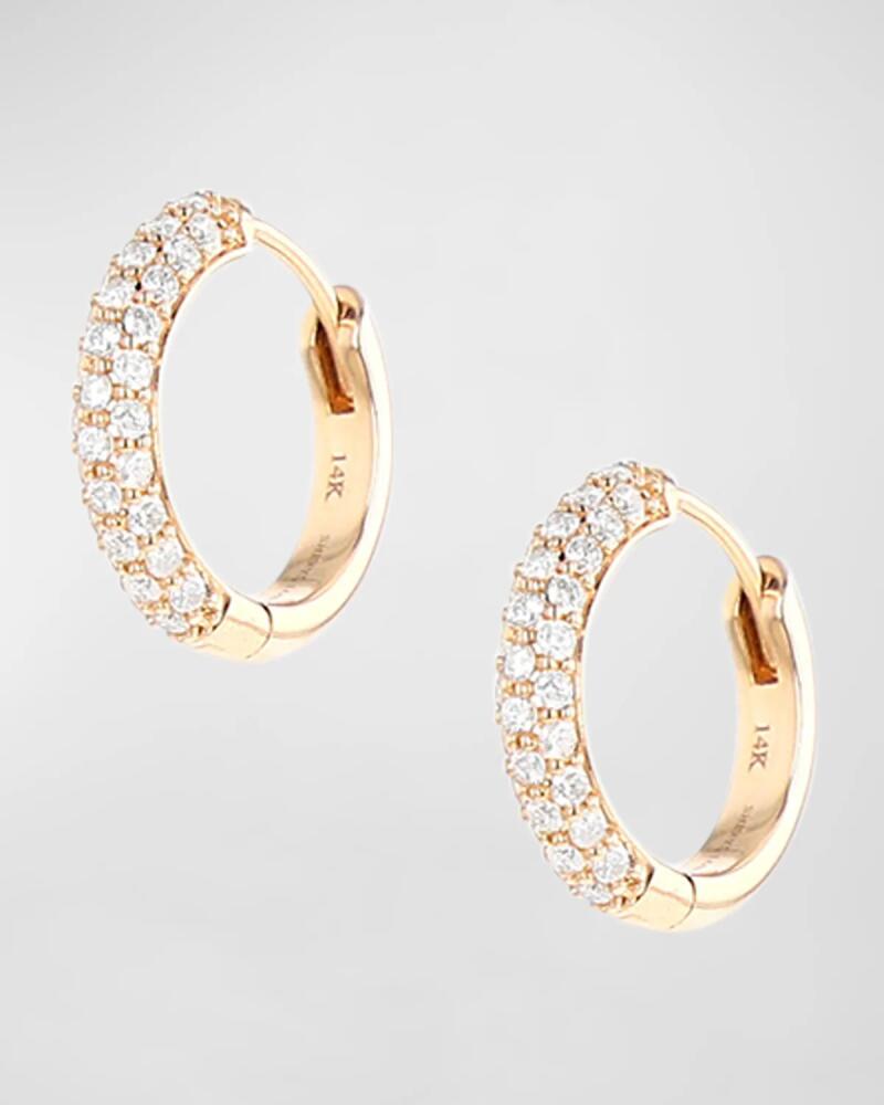 Sheryl Lowe 14K Yellow Gold Pave Diamond Huggie Hoop Earrings Cover