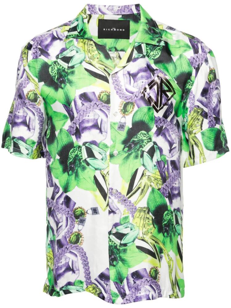 John Richmond Collage-print short-sleeve shirt - White Cover