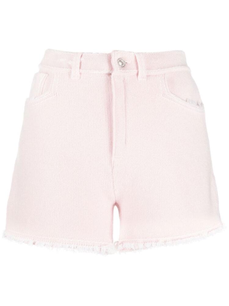 Barrie frayed-hem knitted shorts - Pink Cover