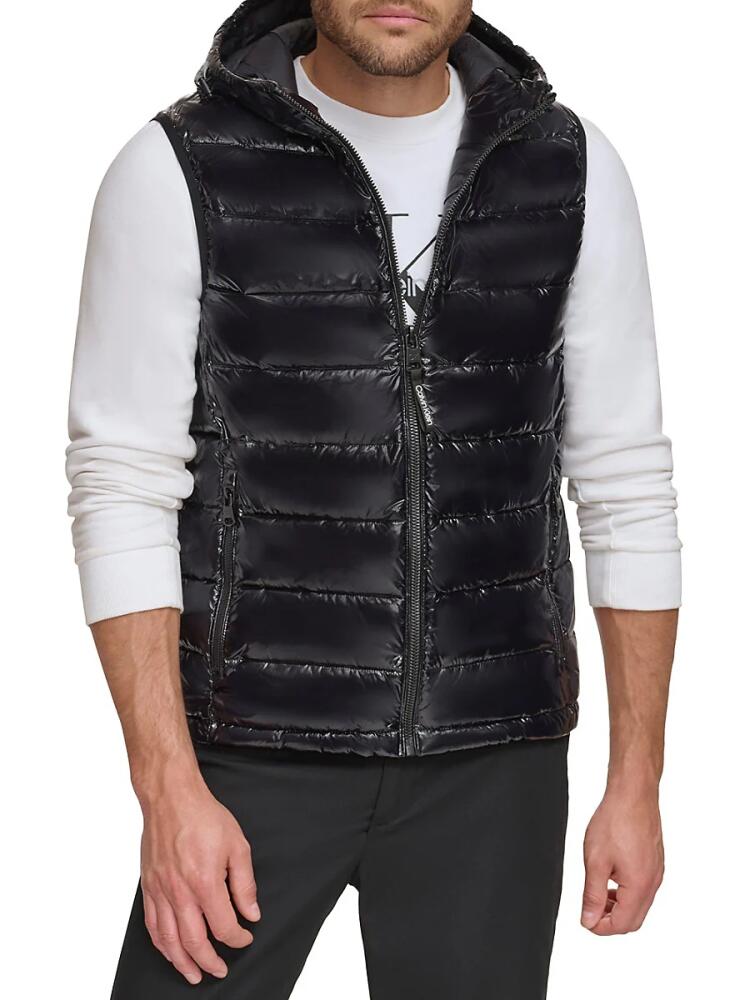 Calvin Klein Men's Hooded Zip Up Puffer Vest - Shiny Black Cover