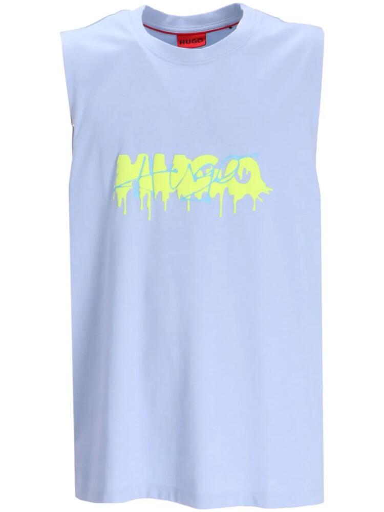 HUGO logo-print cotton tank top - Blue Cover