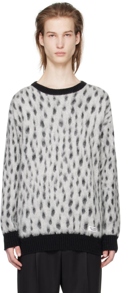 WACKO MARIA White & Black Leopard Sweater Cover