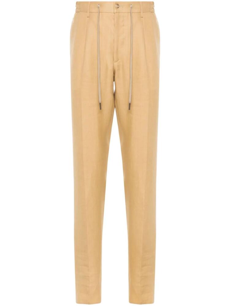 Tagliatore pleat-detail linen trousers - Neutrals Cover