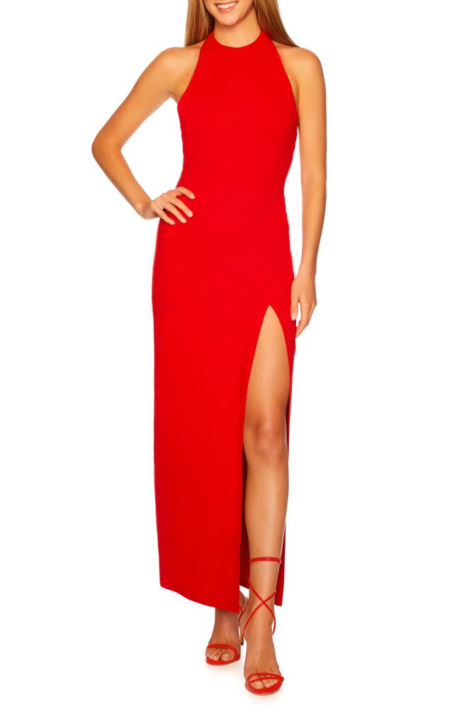 Susana Monaco Open Back Halter Cocktail Dress in Perfect Red Cover