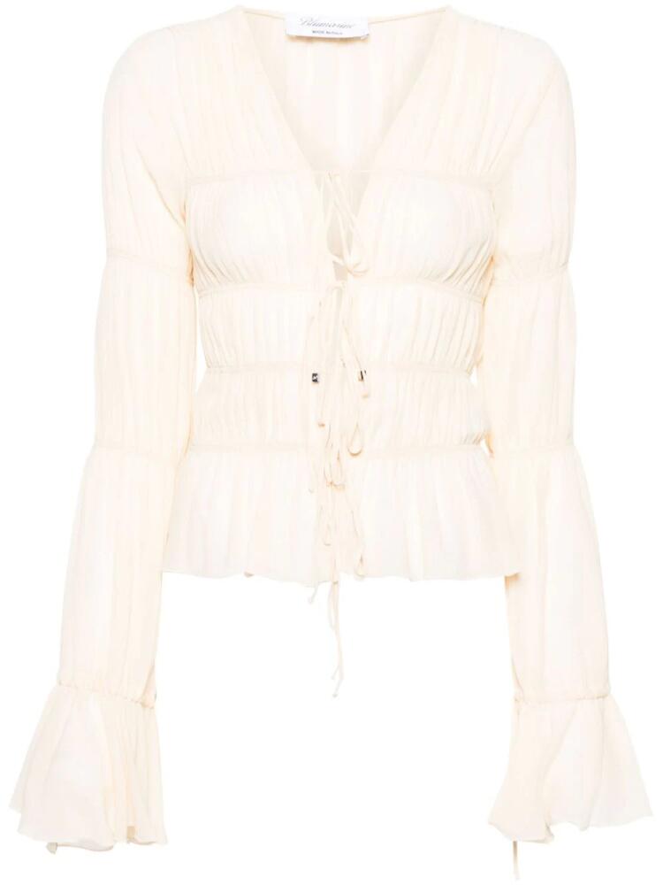 Blumarine semi-sheer tiered blouse - Neutrals Cover