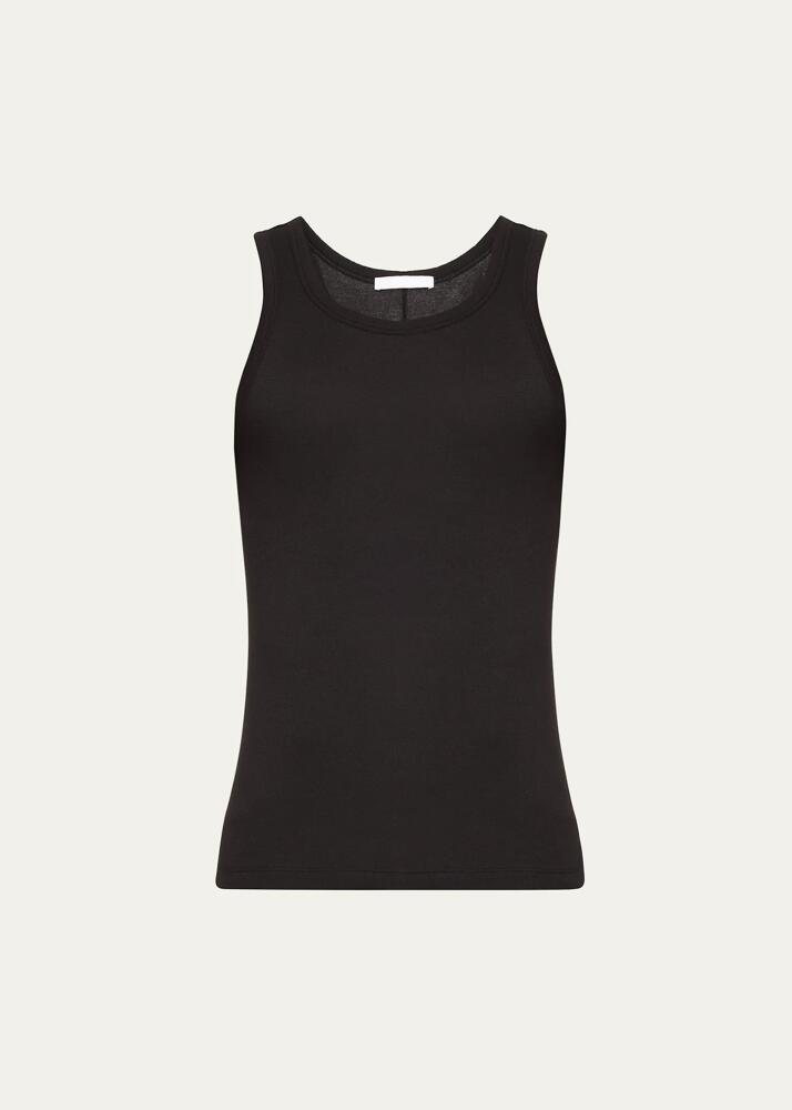 Helmut Lang Men's Black Soft Cotton Rib Tank Top Cover