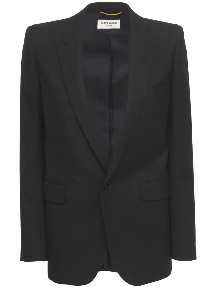 SAINT LAURENT Wool Gabardine One Button Blazer Cover