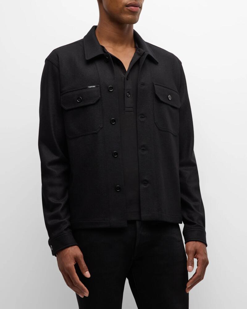 TOM FORD Men's Cashmere Button-Front Overshirt Cover