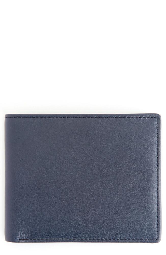 ROYCE New York RFID Leather Trifold Wallet in Navy/Orange Cover