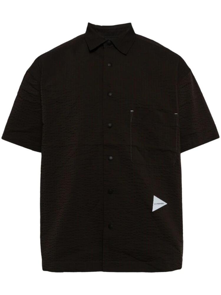 and Wander logo-patch cotton-blend shirt - Brown Cover