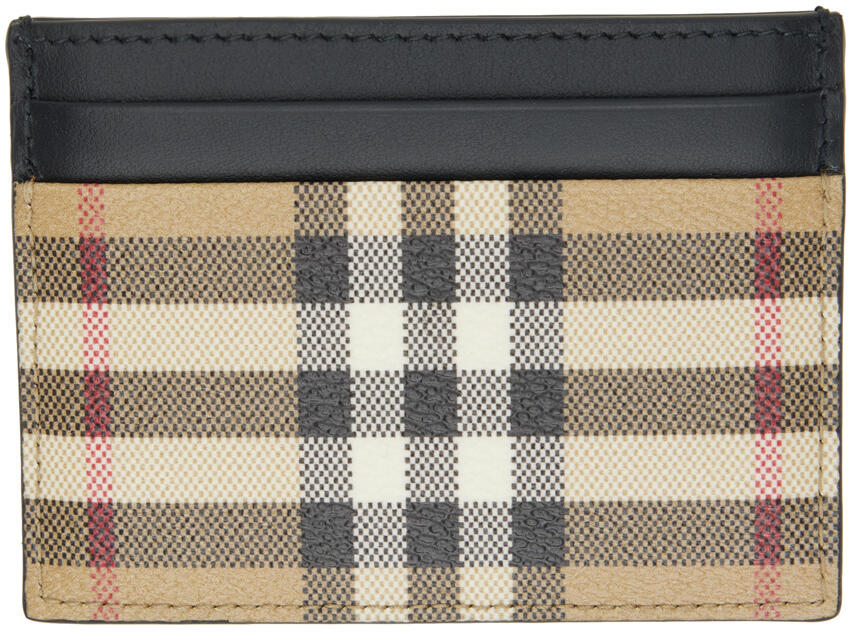 Burberry Beige & Black Check Card Holder Cover