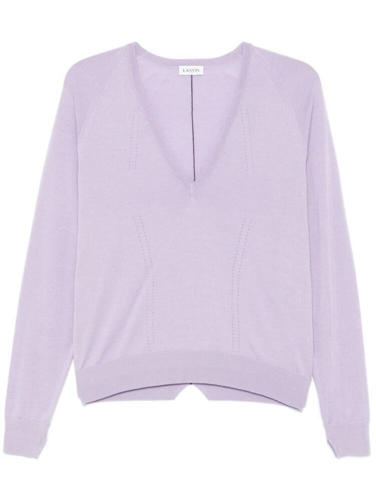 Lanvin pointelle-trim sweater - Purple Cover