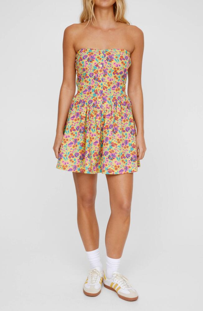 NASTY GAL Ditsy Floral Strapless Skater Dress in Yellow Cover