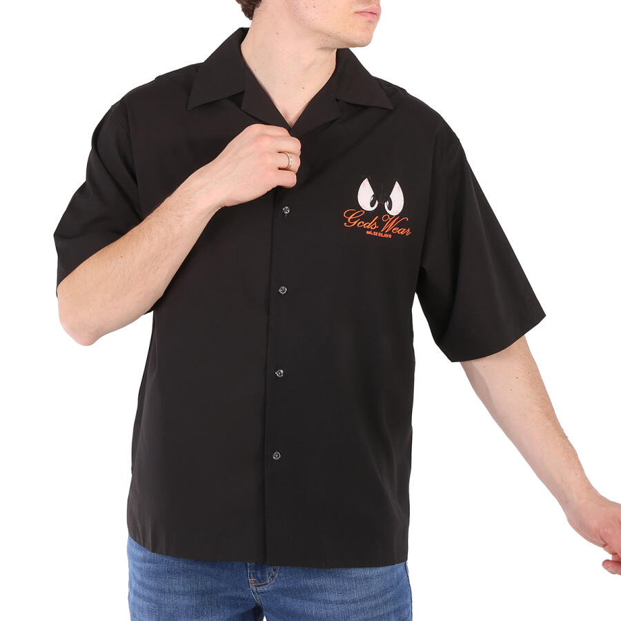 GCDS Mens Black Daffy Duck Bowling Shirt Cover