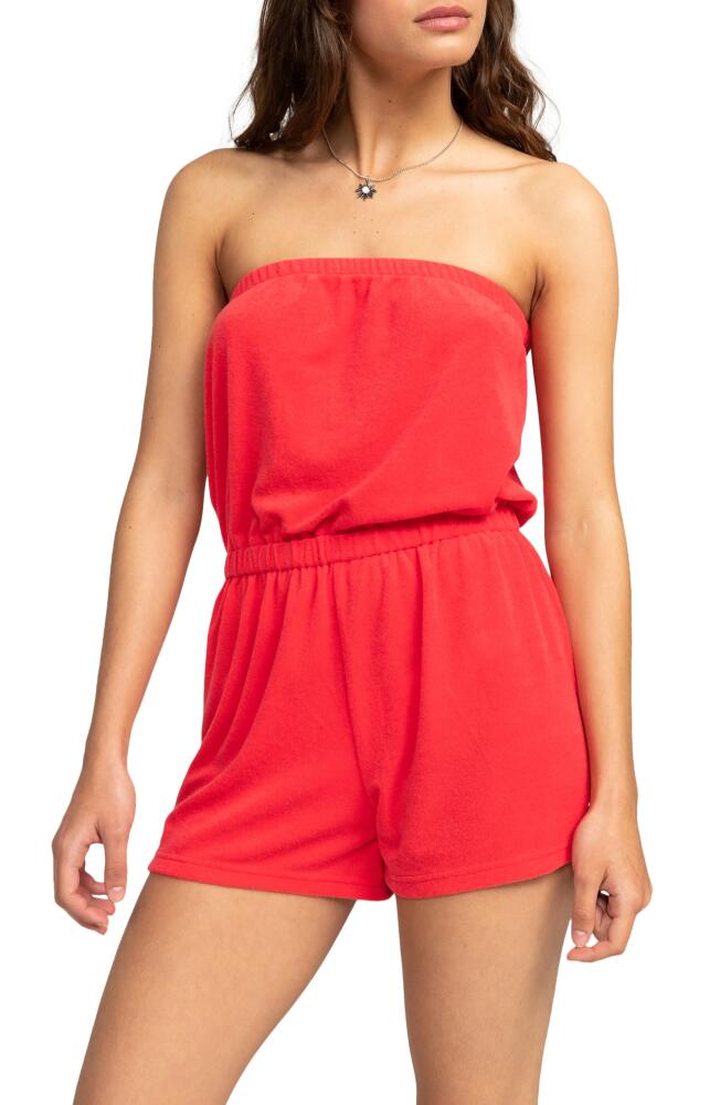 Roxy Special Feeling Strapless Terry Cloth Cover-Up Romper in Hibiscus Cover