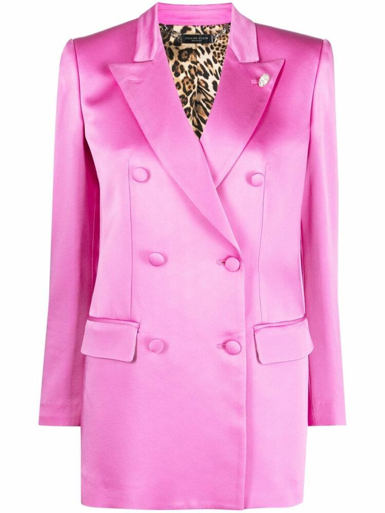 Philipp Plein double-breasted satin blazer - Pink Cover