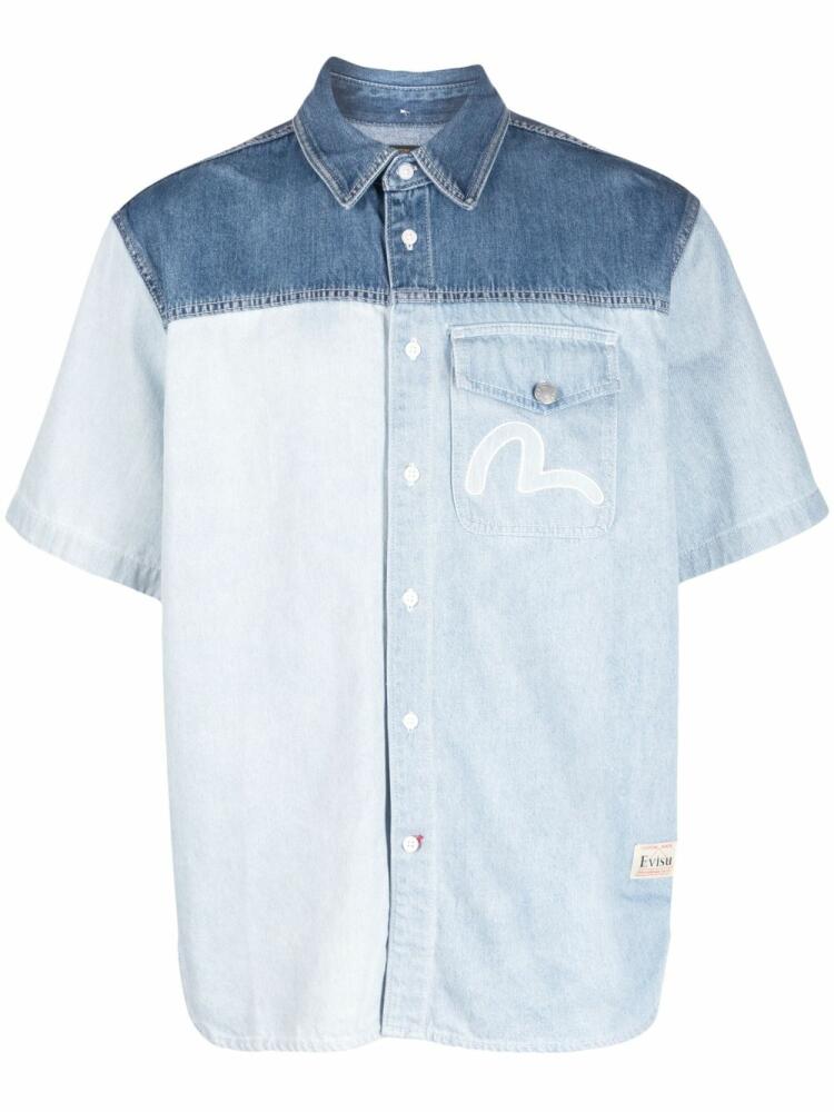 EVISU logo-embroidered denim shirt - Blue Cover