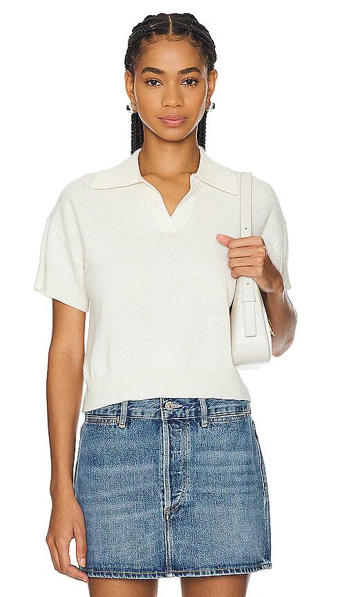 SABLYN Mirabelle Relaxed Short Sleeve Polo Top in Cream Cover