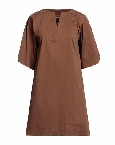 Biancoghiaccio Woman Mini dress Brown Cotton, Polyamide, Elastane Cover