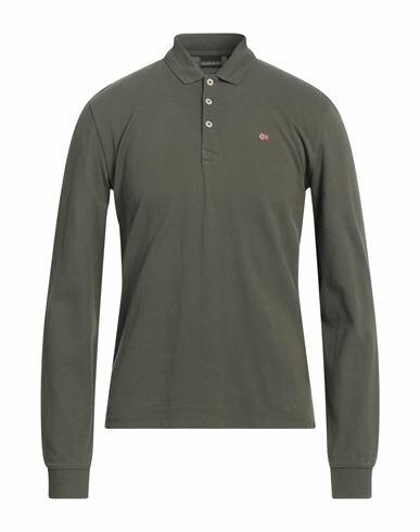 Napapijri Man Polo shirt Military green Cotton Cover