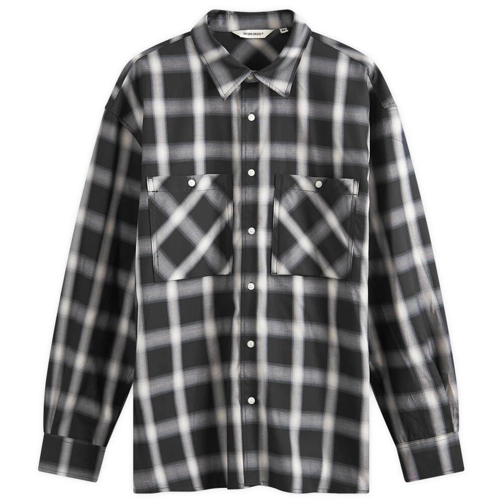 Uniform Bridge Men's Two Pocket Check Shirt in Black Cover