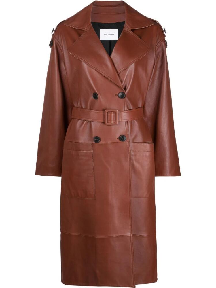 Yves Salomon oversized lambskin trench coat - Brown Cover