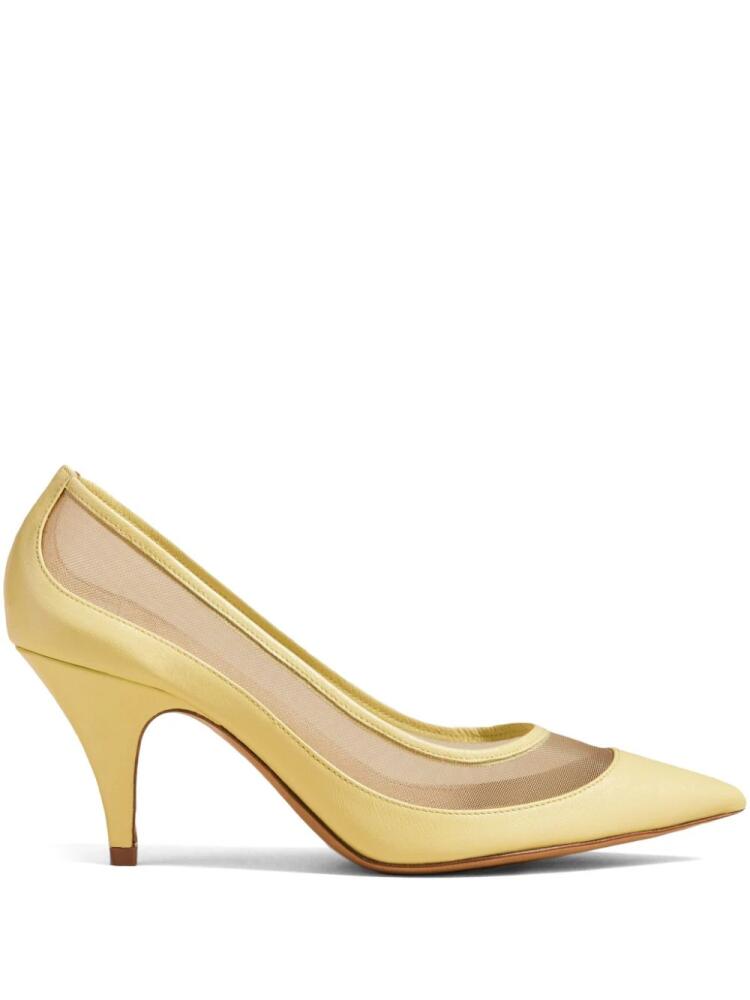 KHAITE The River 75mm mesh-panel leather pumps - Gold Cover