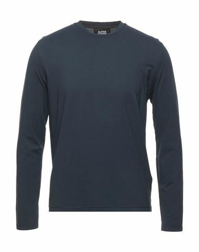 Alpha Studio Man T-shirt Midnight blue Cotton, Elastane Cover