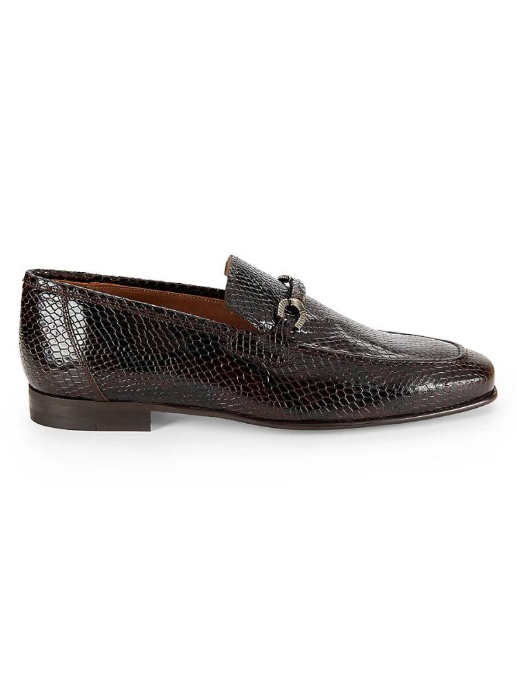 Mezlan Men's Embossed Croc Leather Bit Loafers - Brown Cover