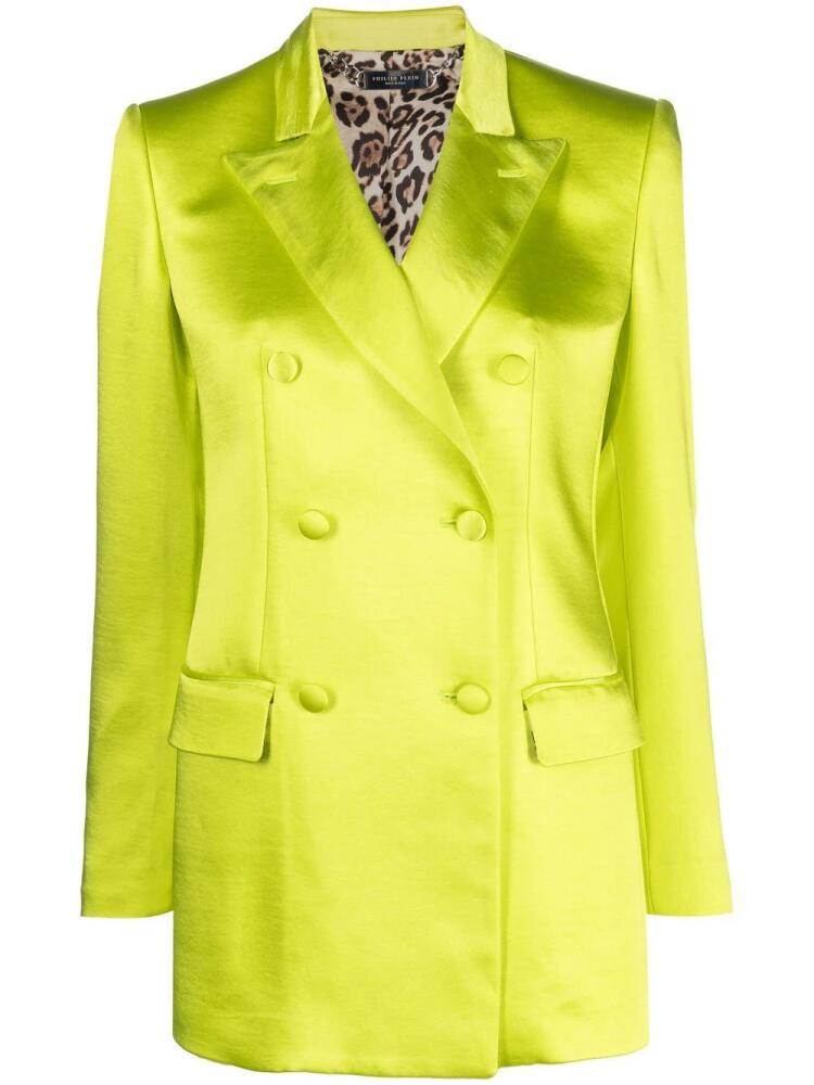 Philipp Plein double-breasted satin blazer - Yellow Cover