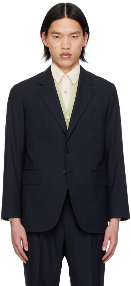 AURALEE Navy Padded Shoulder Blazer Cover