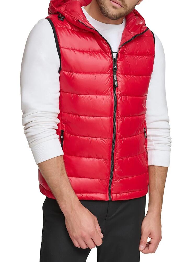 Calvin Klein Men's Hooded Zip Up Puffer Vest - Deep Red Cover