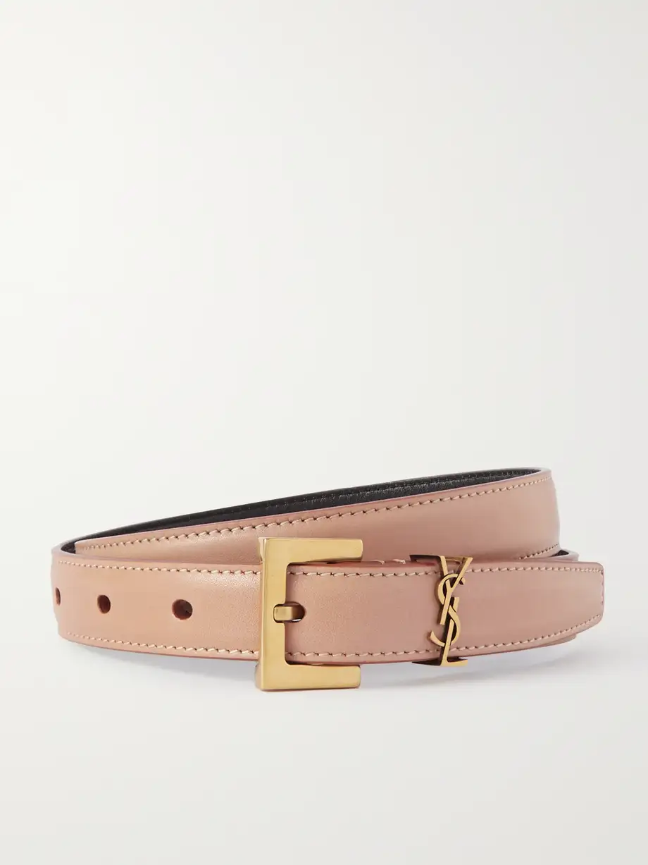 SAINT LAURENT - Cassandre Leather Belt - Brown Cover