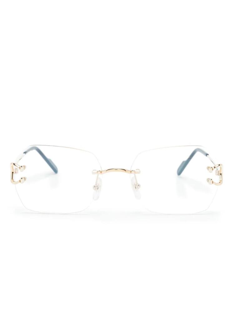 Cartier Eyewear frameless square glasses - Gold Cover