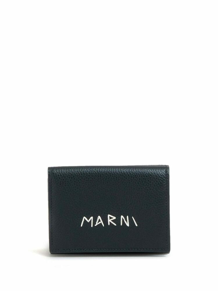 Marni logo-embroidered leather wallet - Black Cover