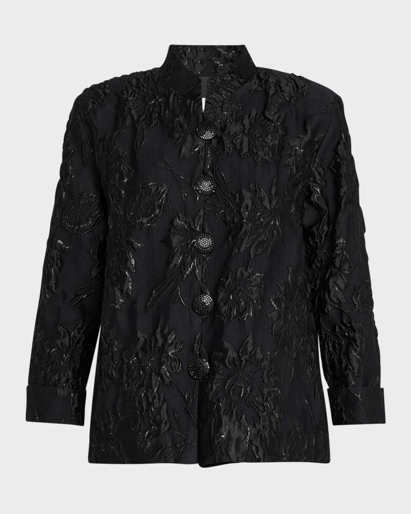 Caroline Rose Boxy Shimmer Floral Jacquard Jacket Cover