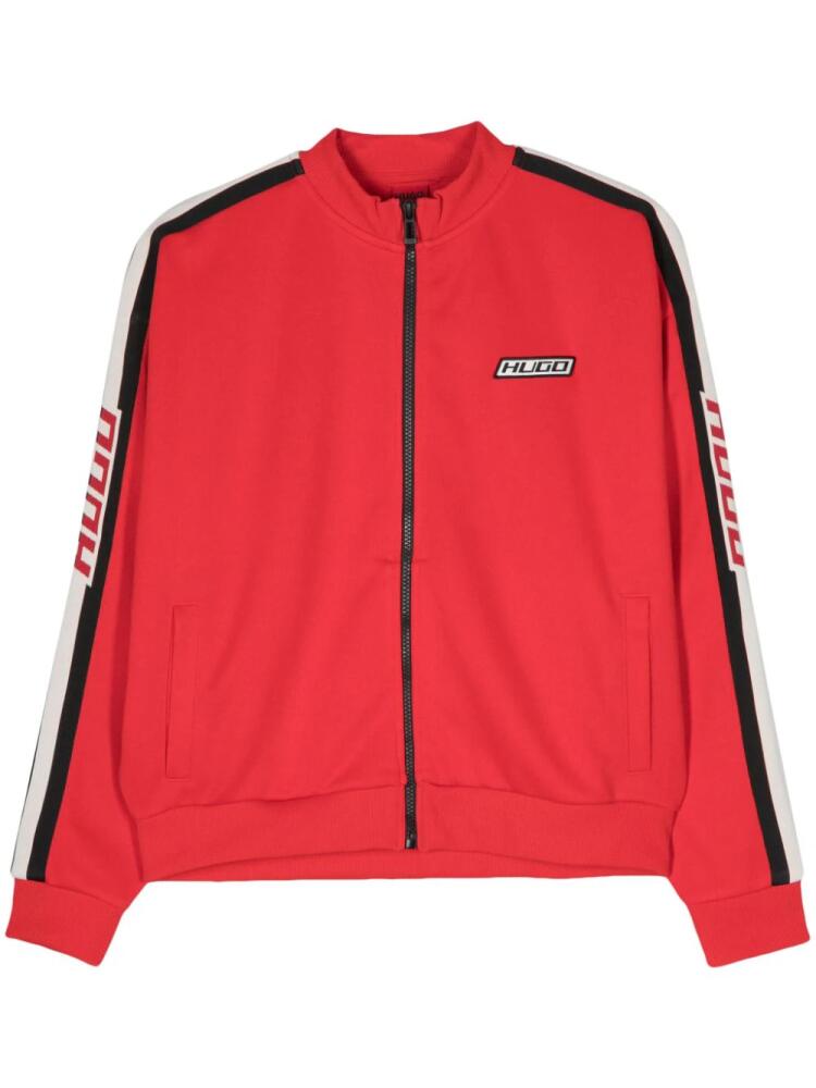 HUGO logo-patch zip-up jacket - Red Cover