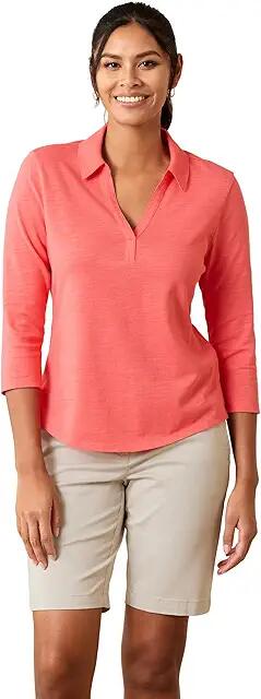 Tommy Bahama Ashby Isles Jersey Johnny Collar (Pure Coral) Women's Blouse Cover