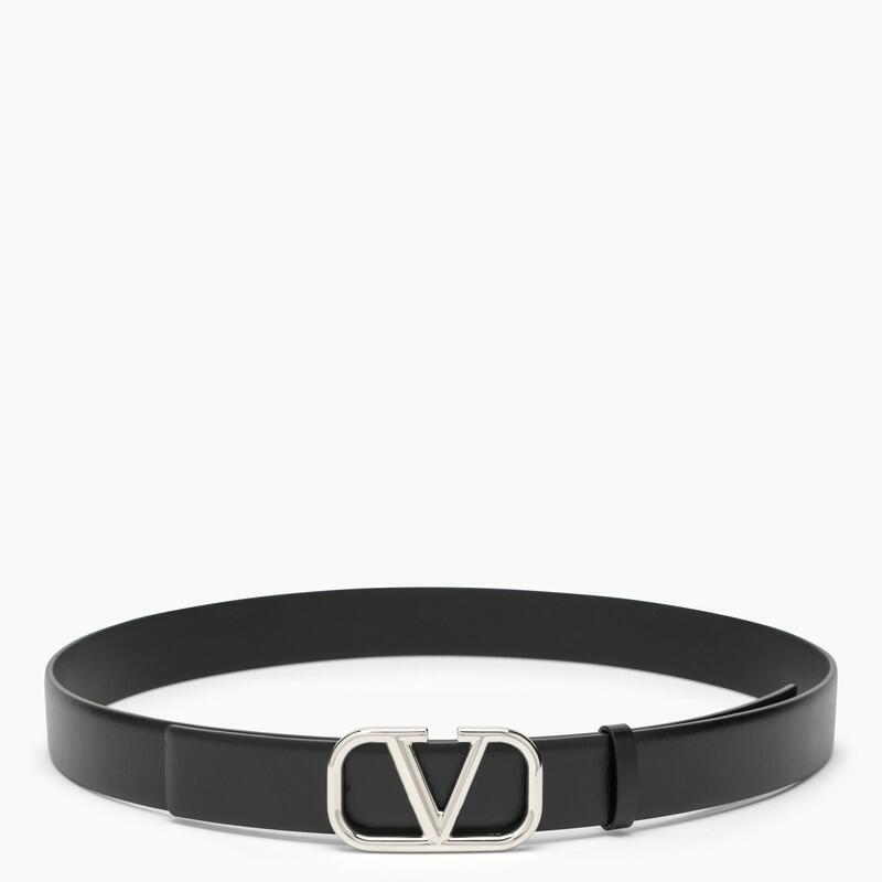 Valentino Garavani Vlogo black/silver leather belt Cover