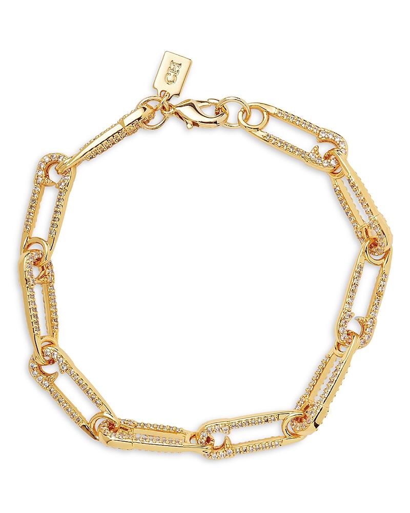 Crystal Haze Jewelry Pave Safety Pin Link Bracelet in 18K Gold Plated Cover