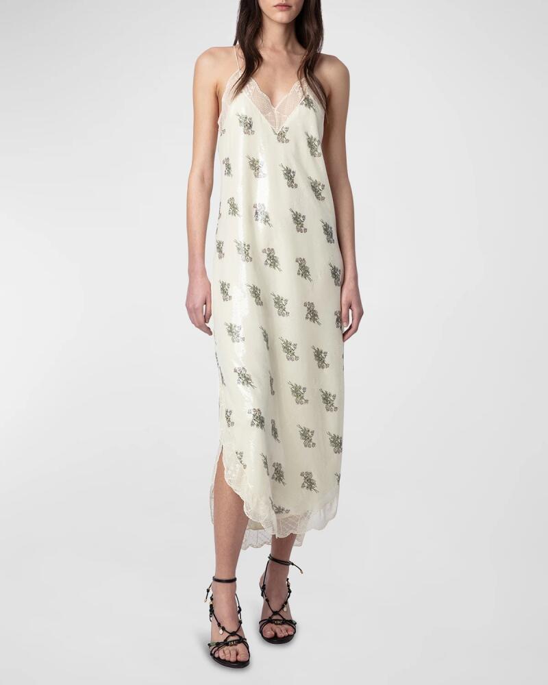 Zadig & Voltaire Ristyl Sequin Flowers Midi Slip Dress Cover