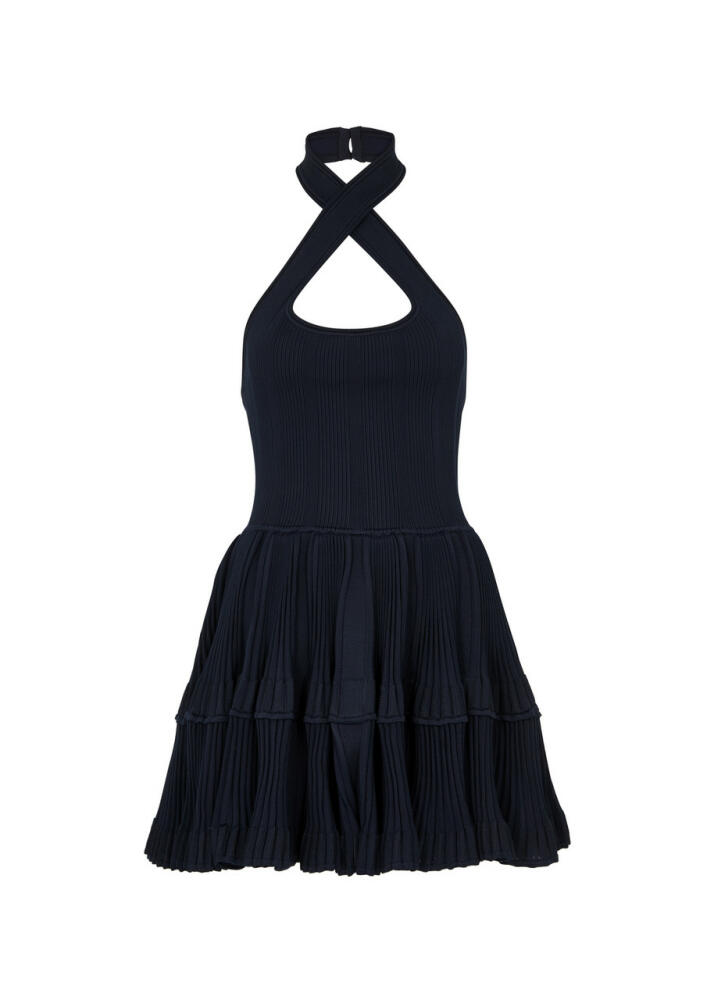 Alaïa Crinoline Ribbed Stretch-knit Mini Dress - Dark Blue Cover