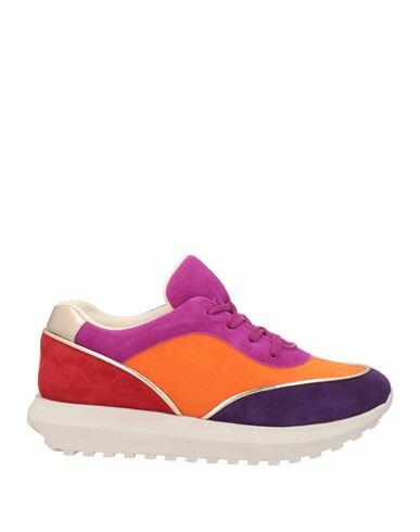 Daniele Ancarani Woman Sneakers Orange Leather, Textile fibers Cover